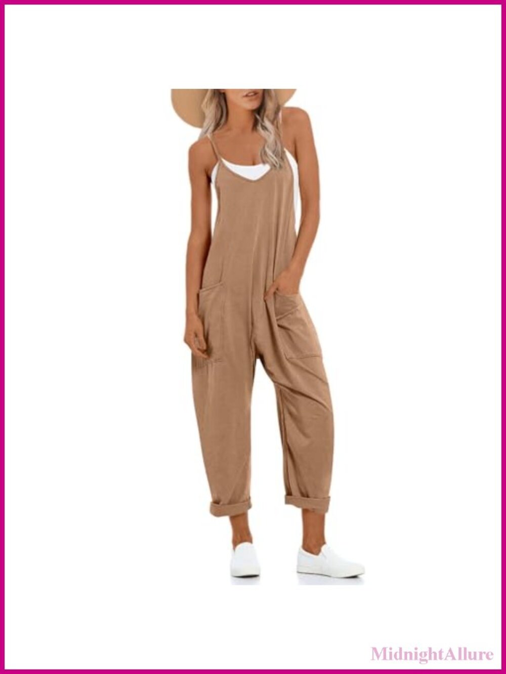 Women's Casual Jumpsuit Summer Romper Wide Leg Adjustable Straps Beach Vacation - Picture 1 of 4